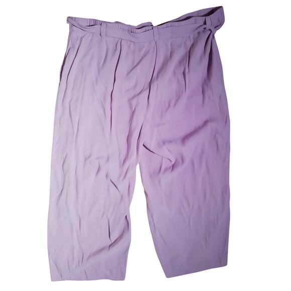 J Jill Pink Wide Leg Cropped Pants Size 18 Elastic Waist Tie Belt - Picture 2 of 4